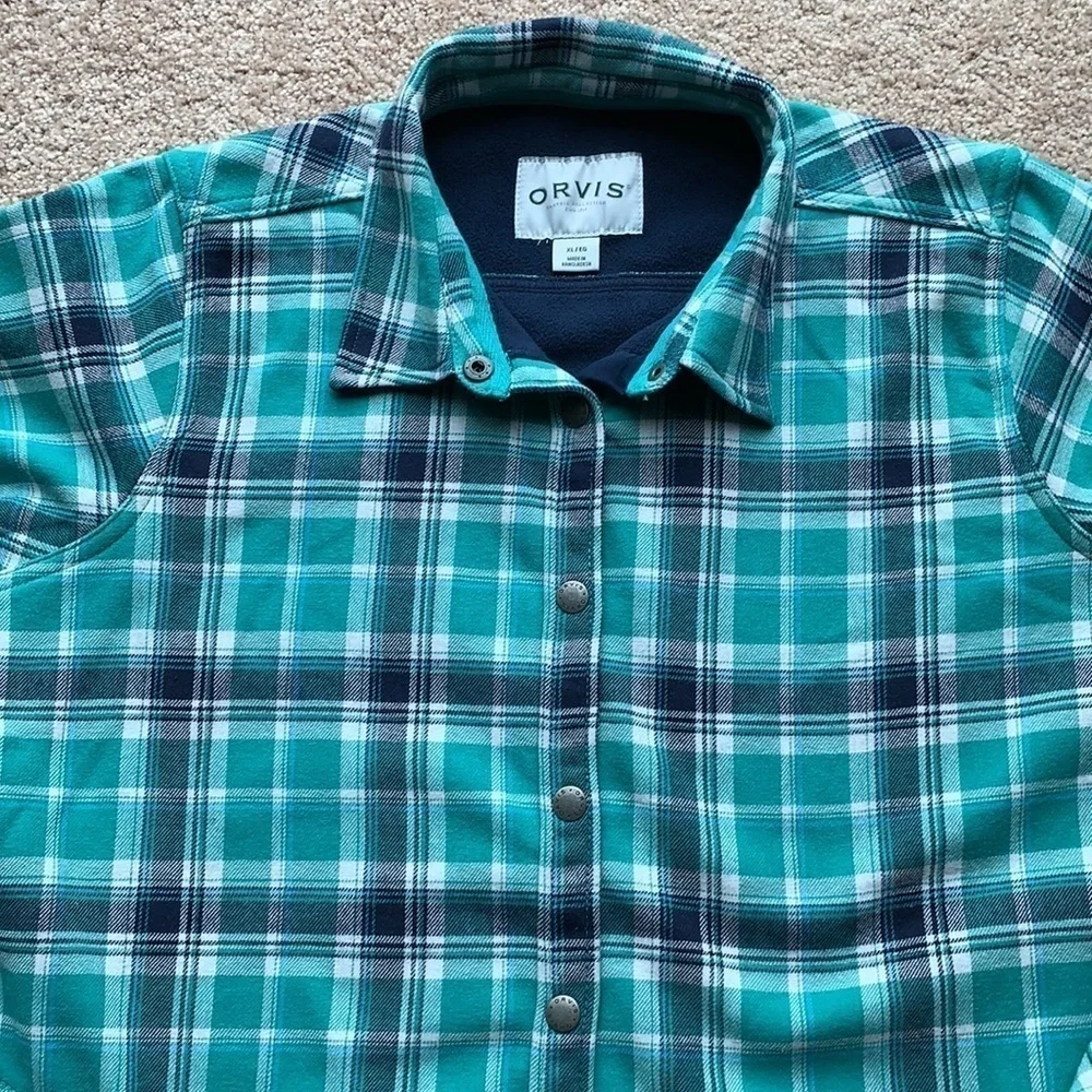 Orvis Fleece lined check button up jacket Shacket